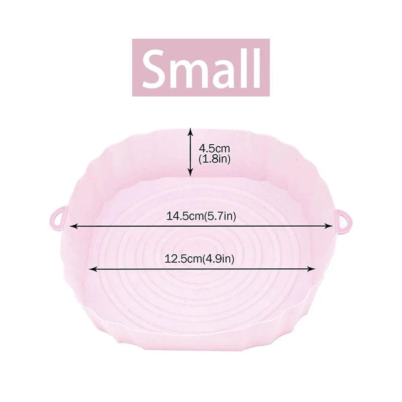 Återanvändbar silikonkorg för luftfritös - Set med 3 - Miljövänlig Rosa-Liten-1PCS