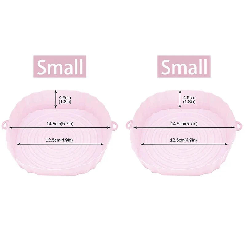 Återanvändbar silikonbasket för luftfrirare - Set om 3 - Miljövänlig Rosa-Liten-2PCS
