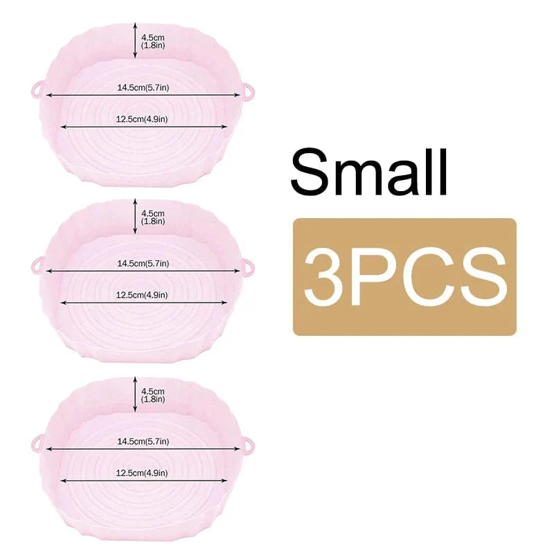 Återanvändbar silikonkorg för luftfritös - Set om 3 - Miljövänlig Rosa-Liten-3PCS