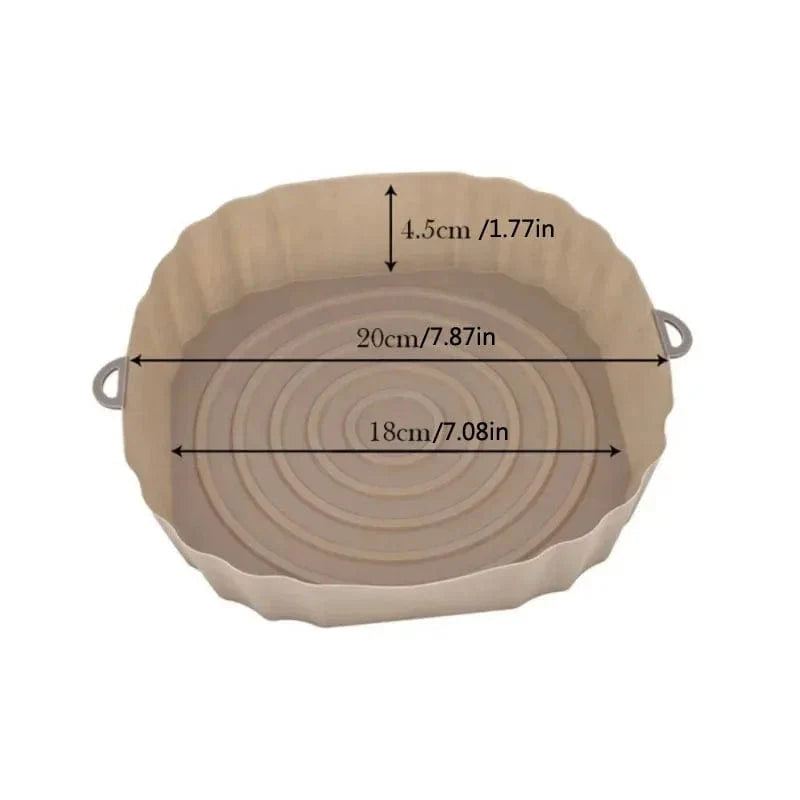 Återanvändbar silikonbehållare för Air Fryer - Tillbehör för ugn, pizza, friterad kyckling - Svart/blå - Justerbar storlek