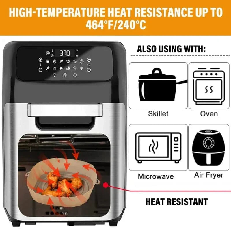 Återanvändbar silikonbehållare för Air Fryer - Tillbehör för ugn, pizza, friterad kyckling - Svart/blå - Justerbar storlek