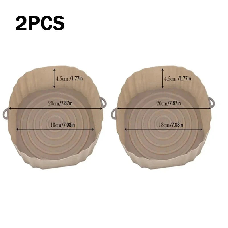 Återanvändbar silikonkorg för Air Fryer - Tillbehör för ugn, pizza, stekt kyckling - Svart/blå - Justerbar storlek Brown 2st