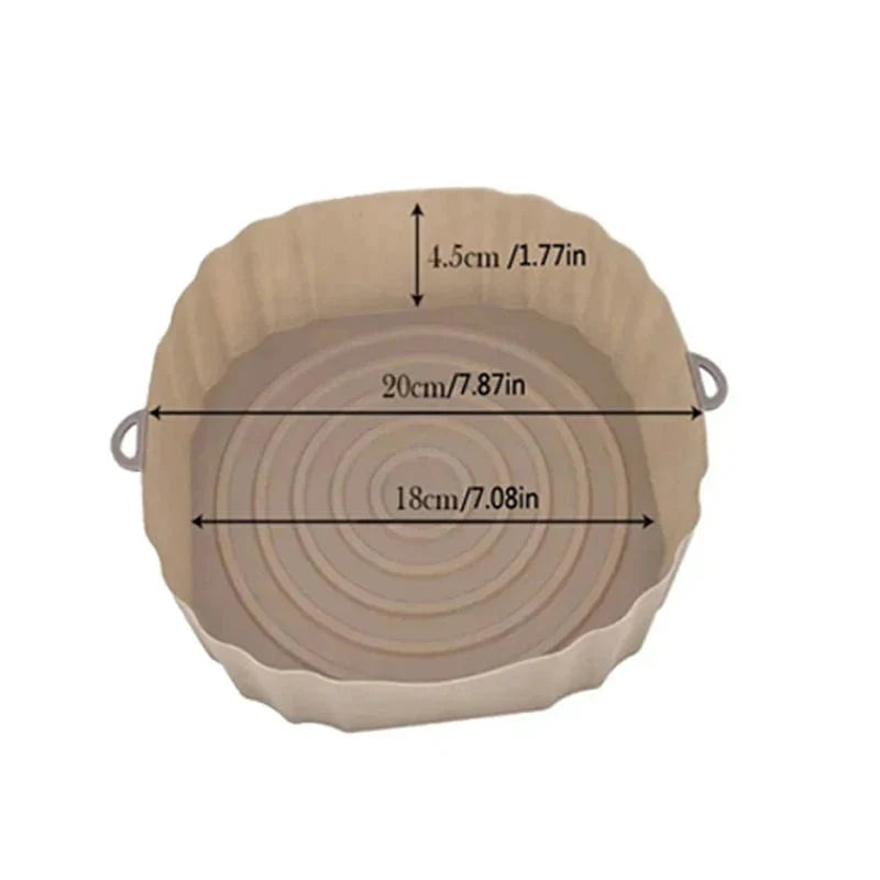 Återanvändbar silikonbehållare för Air Fryer - Tillbehör för ugn, pizza, friterad kyckling - Svart/blå - Justerbar storlek Brown