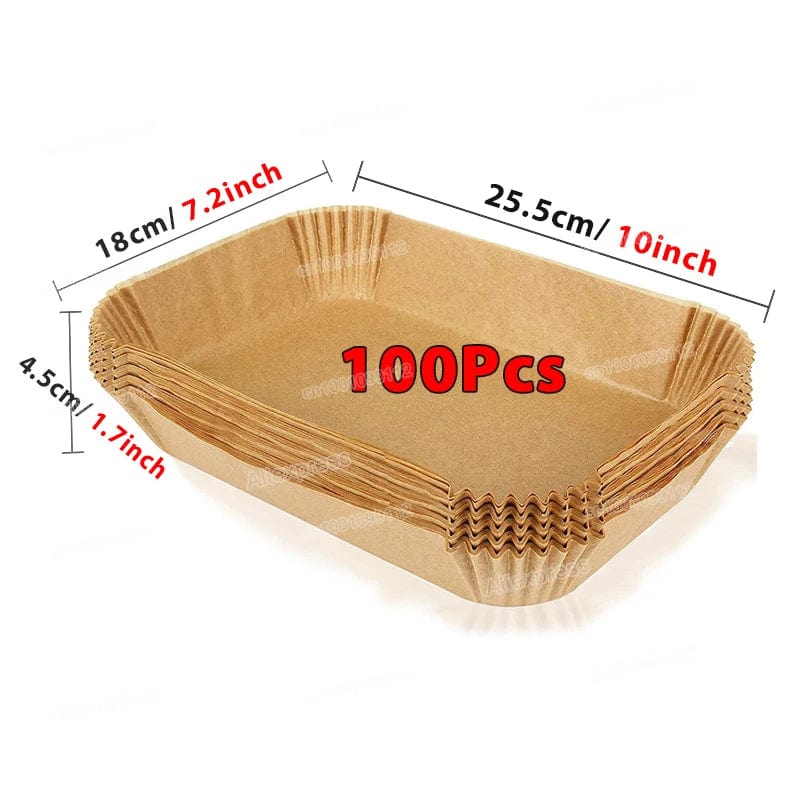 Air Fryer Bakpapper, 100/50 Stycken, 16cm, Runda, Vita/Brown: Ekologiska Kökstillbehör Brown-rectangle-100