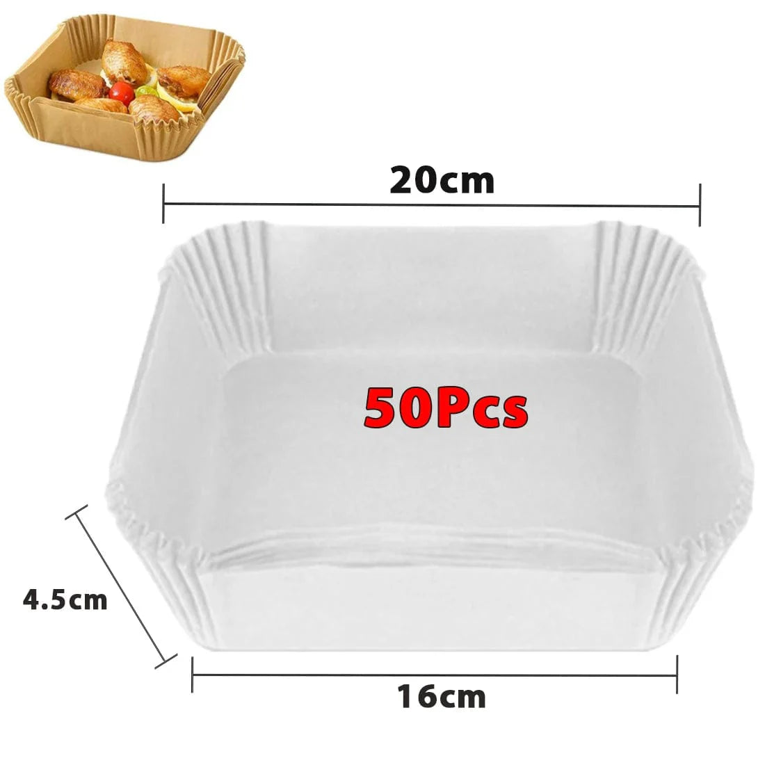 Air Fryer Bakpapper, 100/50 Stycken, 16 cm, Runda, Vita/Bruna: Ecovänliga Köksaccessoarer White 50Pcs-16cm Pro