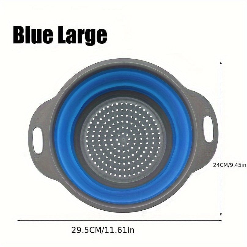 Fällbar Silikon Sil för Att Sila Pasta och Frukt - Set om 2 - Grön / Röd / Blå - Storlek A