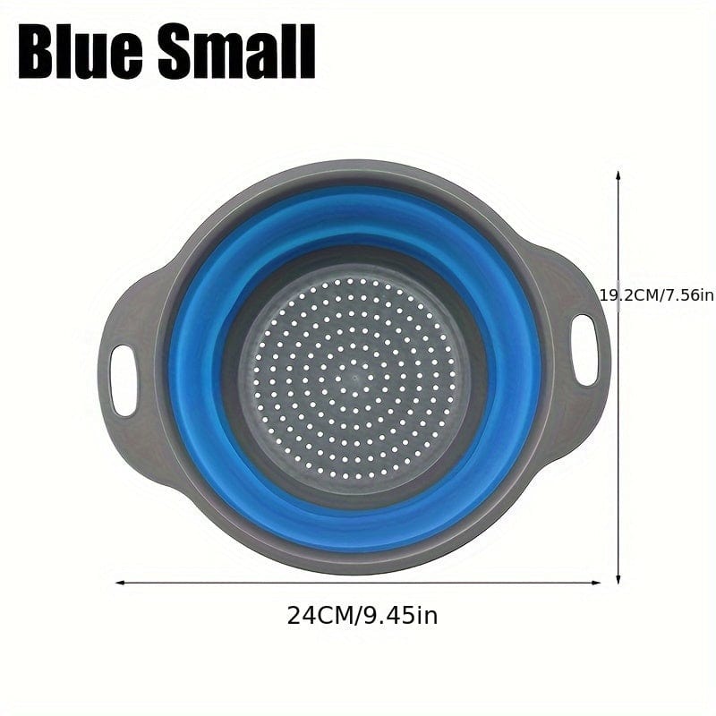 Fällbar Silikon Sil för att avrunna pasta och frukt - Set om 2 - Grön / Röd / Blå Blue A / Liten