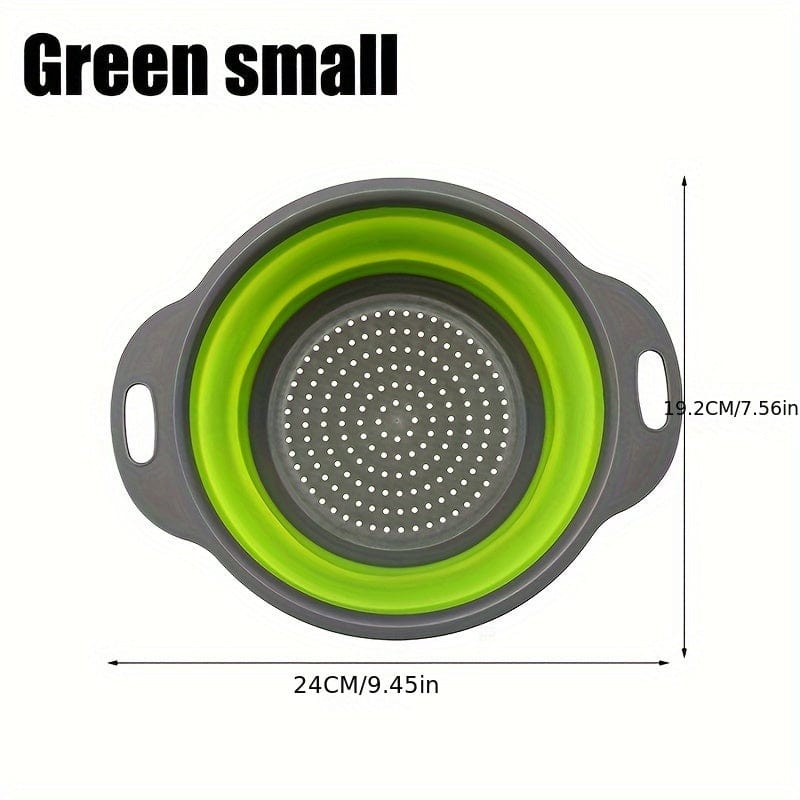 Fällbar Silikon Sil för att dränera pasta och frukt - Set om 2 - Grön / Röd / Blå Green / Liten