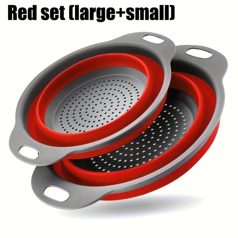 Fällbar Silikon Silar för Att Sila Pasta och Frukt - Set om 2 - Grön / Röd / Blå Red / 2st Set