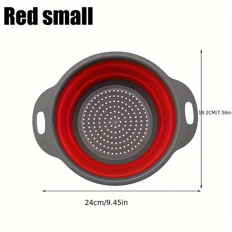 Fällbar Silikon Silar för Att Sila Pasta och Frukt - Set om 2 - Grön / Röd / Blå Red / Liten