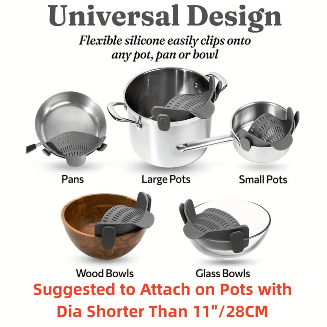 Silikonsil med handtag för kastruller - Enkel filtrering, manuell, frukter, grönsaker - NL25678 grå