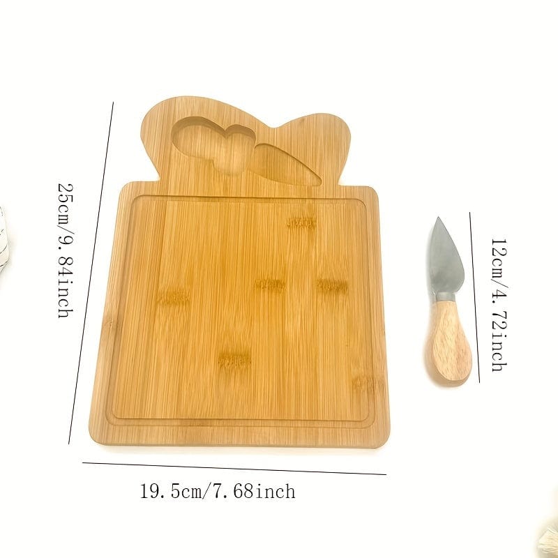 Skärbräde i bambu och ostkniv - perfekt för frukter, ost och smör - Den perfekta gåvan till Fars dag och Mors dag