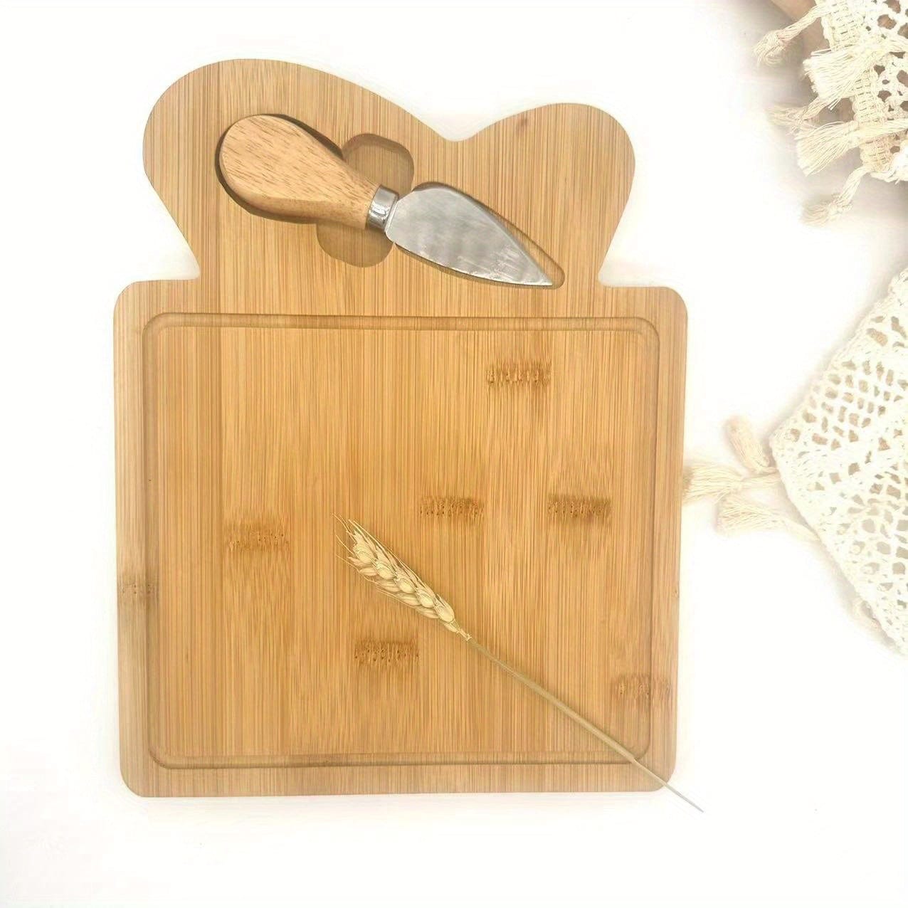 Skärbräda i bambu och ostkniv - perfekt för frukt, ost och smör - Den perfekta presenten till fars- och morsdag Gift Bag Shape