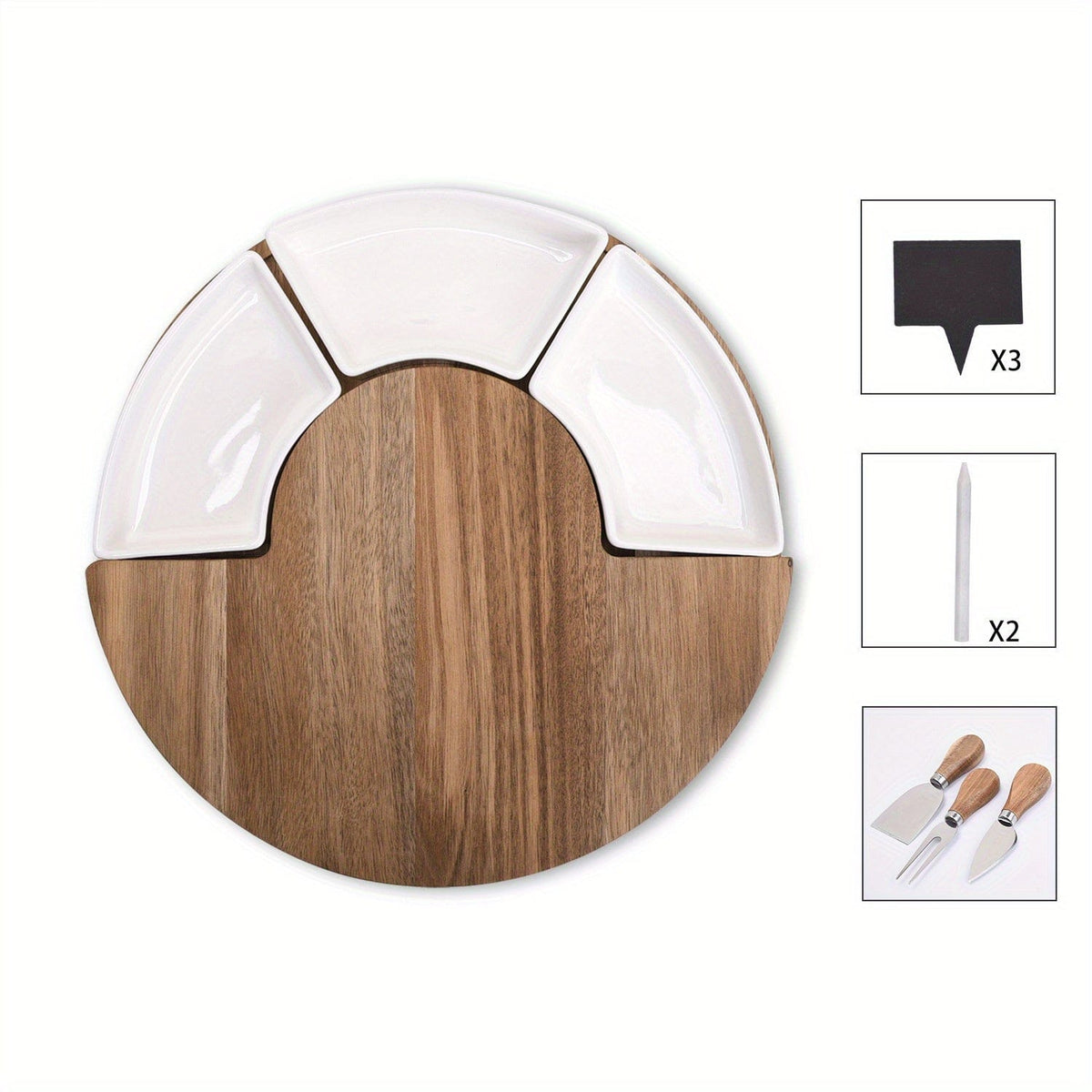 Ostronbräda i trä med kniv och gaffel, perfekt för hemmakök.