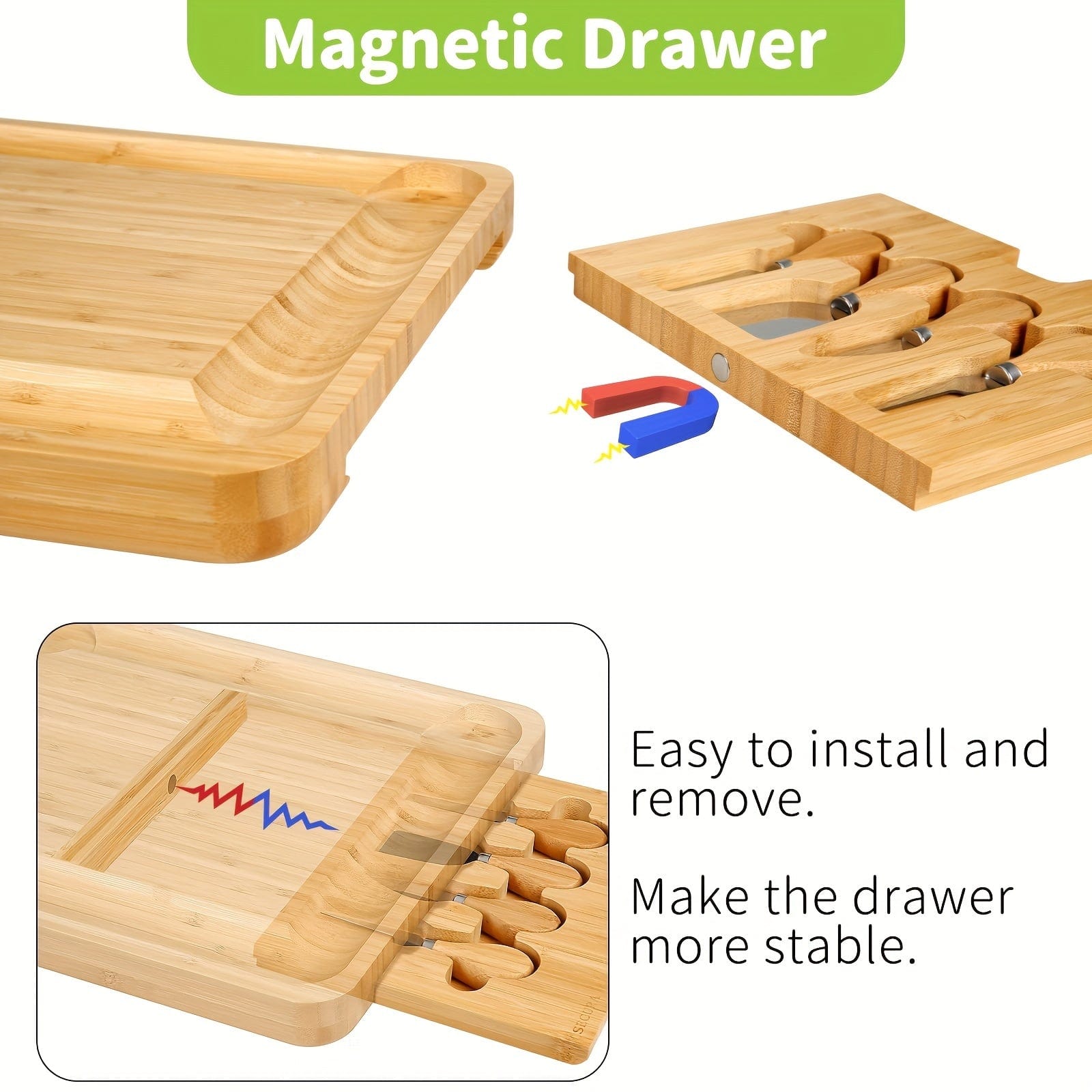 Bambooställ med ostkniv och keramikskålar - Gåvoset优 - FN63926 Beige