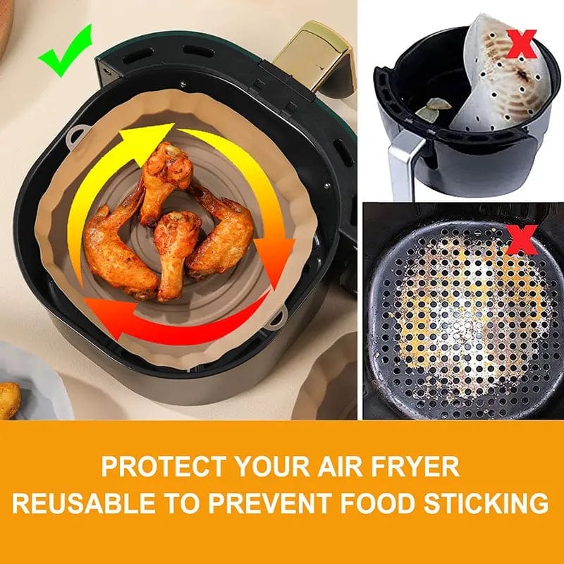 Återanvändbart silikonfat för air fryer, rund non-stick bakplatta för mikrovågsugn och ugn - Ugns- och air fryer-liner, KINA / 3 st.