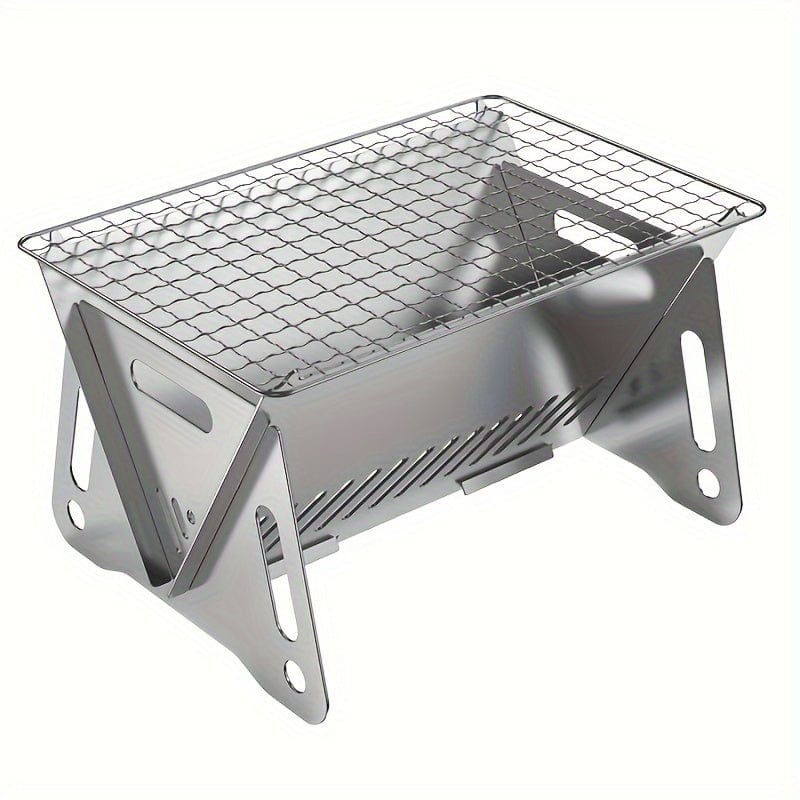 Campingkamin med grill, rostfritt stål, portabel 1 styck