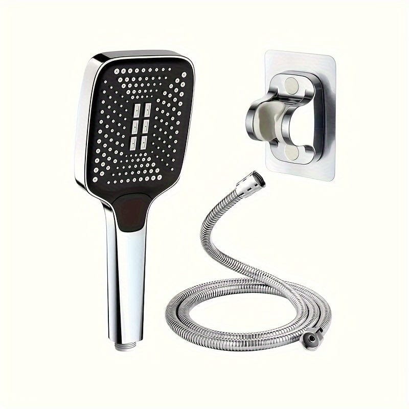 Justerbar fyrkantig duschhuvud, superladdat i ABS, termostatisk spray, vattensparare, badrumsaccessoar 1,5 m Silvery Suit