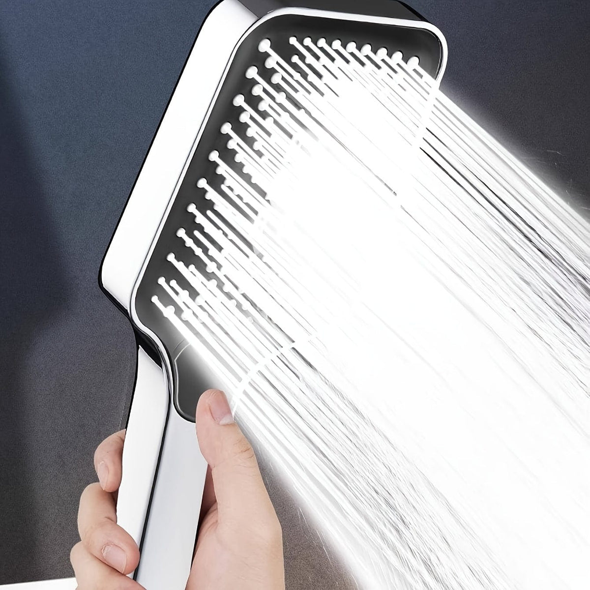 Justerbar fyrkantig duschhuvud, överbelastad med ABS, termostatiskt spray, vattensparande, badrumstillbehör Silvery-Additional.