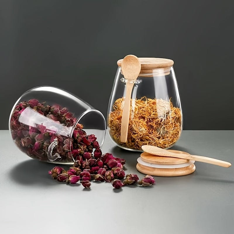 Glasburk med lufttäta lock - Set med 1, Godisburkar och förvaringsburkar för te, kaffe, kryddor - Designade köksaccessoarer - Ref. AV74355 350ml