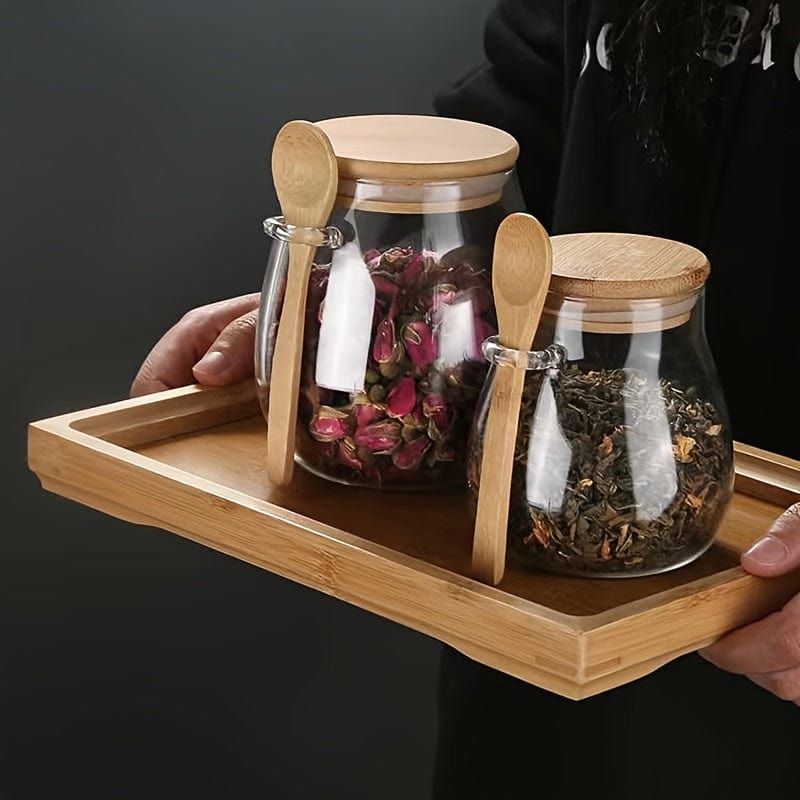 Glasburk med lufttäta lock - Set med 1, Godisburkar och förvaringsburkar för te, kaffe, kryddor - Designade köksaccessoarer - Ref. AV74355 350ml