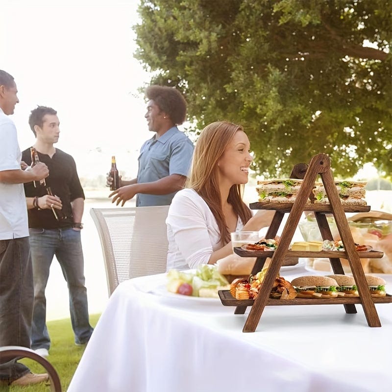 Rustik tårtfat i trä - Ekologisk hylla för frukter och snacks för fester och inredning (ID: LY129567) Modern Minimalist