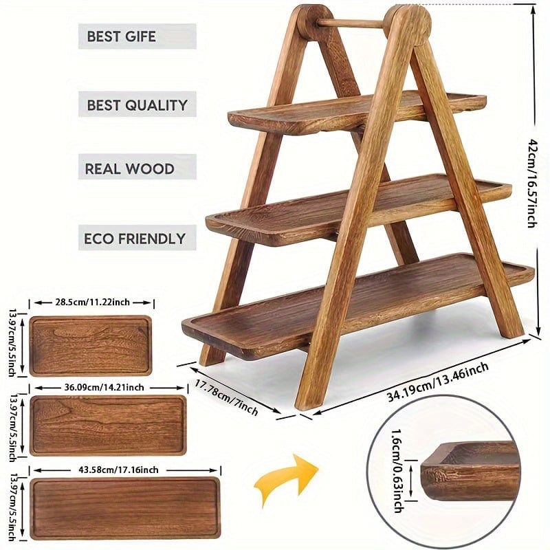 Rustik tårtfat i trä - Ekologisk hylla för frukter och snacks för fester och inredning (ID: LY129567) Modern Minimalist