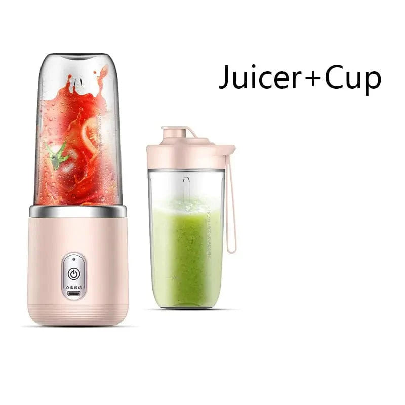 Portabel Elektrisk Multifunktionell Juicepress 300ML - Blå/Rosa Pink Juicekopp