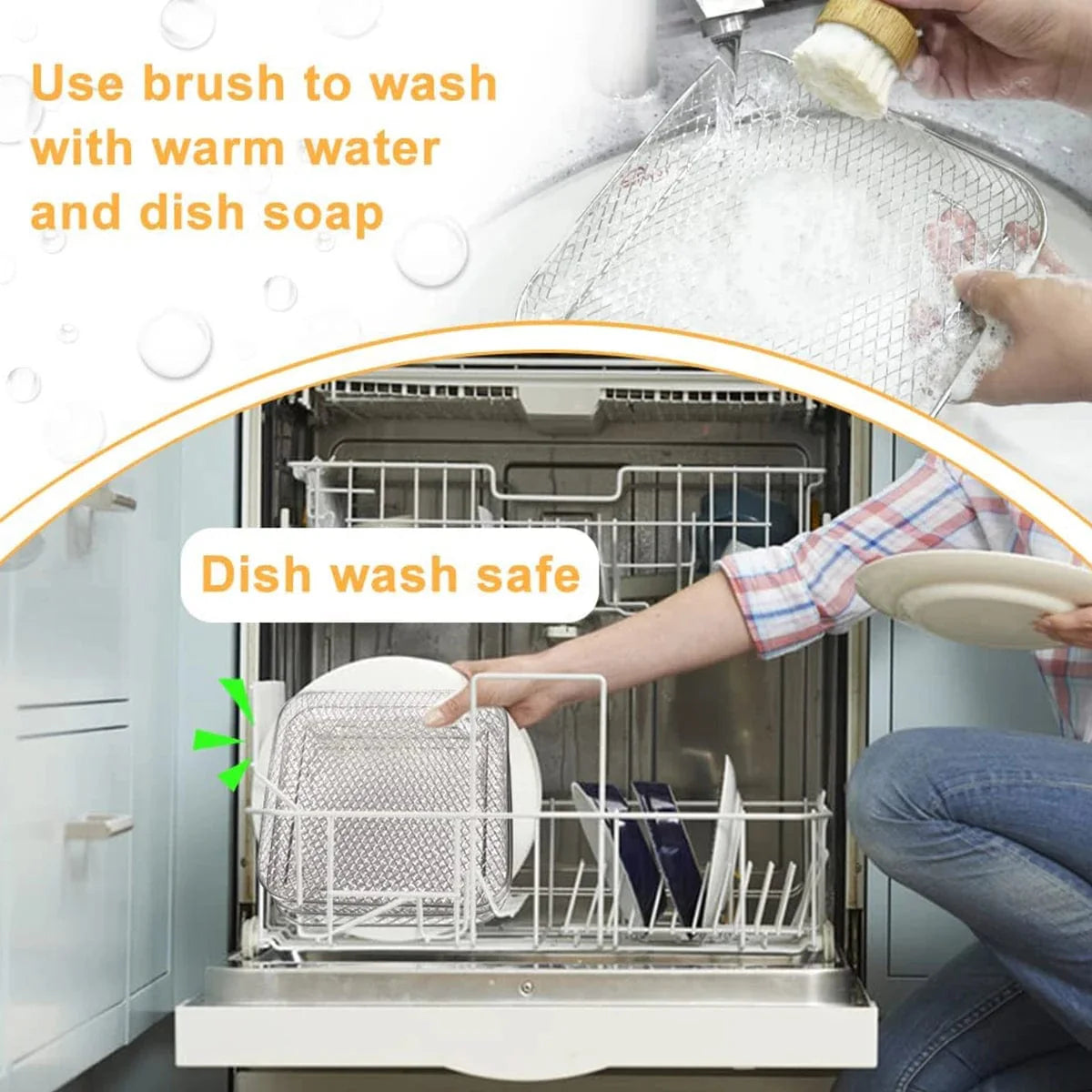 3-lagers rostfria stålkör för Air Fryer silver 3 st