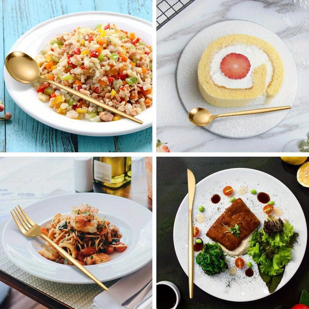 Tjänst för porslin från Portugal - 24 delar i rostfritt stål - Set med bestick, stekgafflar och skedar - Diskmaskinssäker - VVN75871