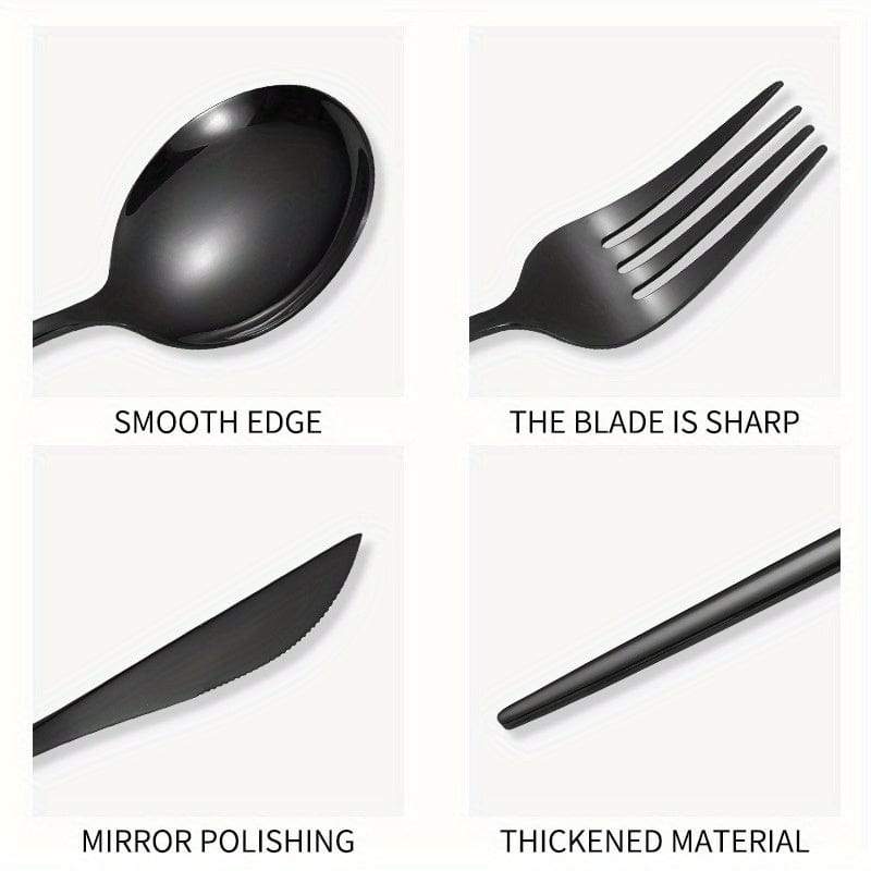 Tjänst för porslin från Portugal - 24 delar i rostfritt stål - Set med bestick, stekgafflar och skedar - Diskmaskinssäker - VVN75871