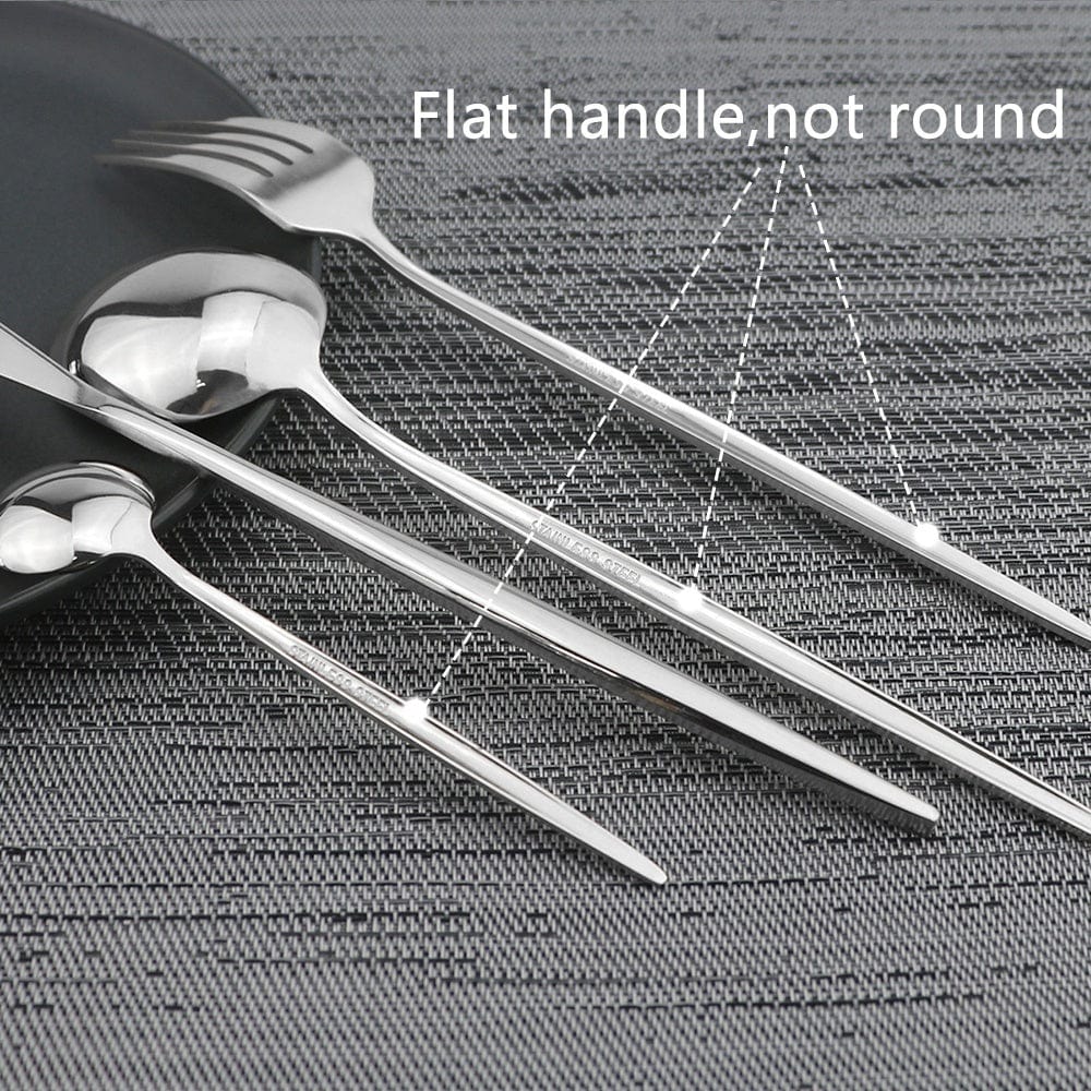 Guldsilverbestick med svart handtag - Rostfritt stål 24 delar - VF20943