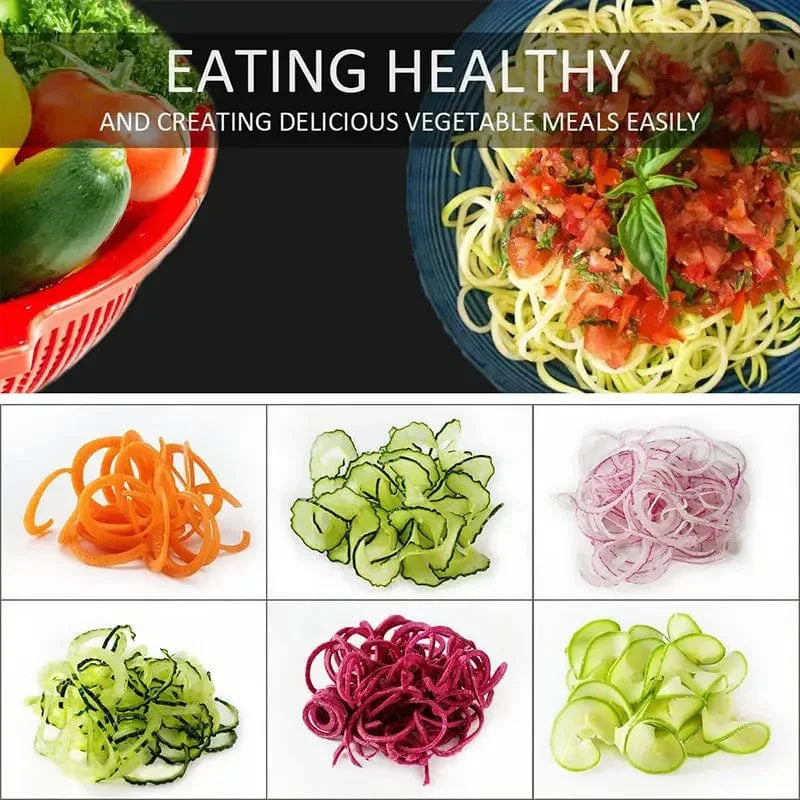 Grönsaksspiraler 4-i-1 med sugkopp - Zucchini-skärare Vit