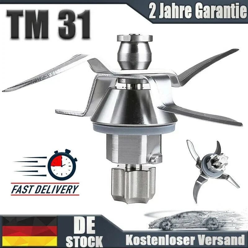 Ersättningsblad i rostfritt stål för Vorwerk Thermomix TM31, snabb och tyst drift, lämplig för daglig användning i TM31 serie 6 brun.