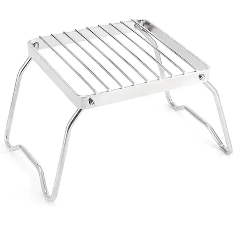 Fällbart rostfritt stål grillstöd för camping, 26x15x12cm