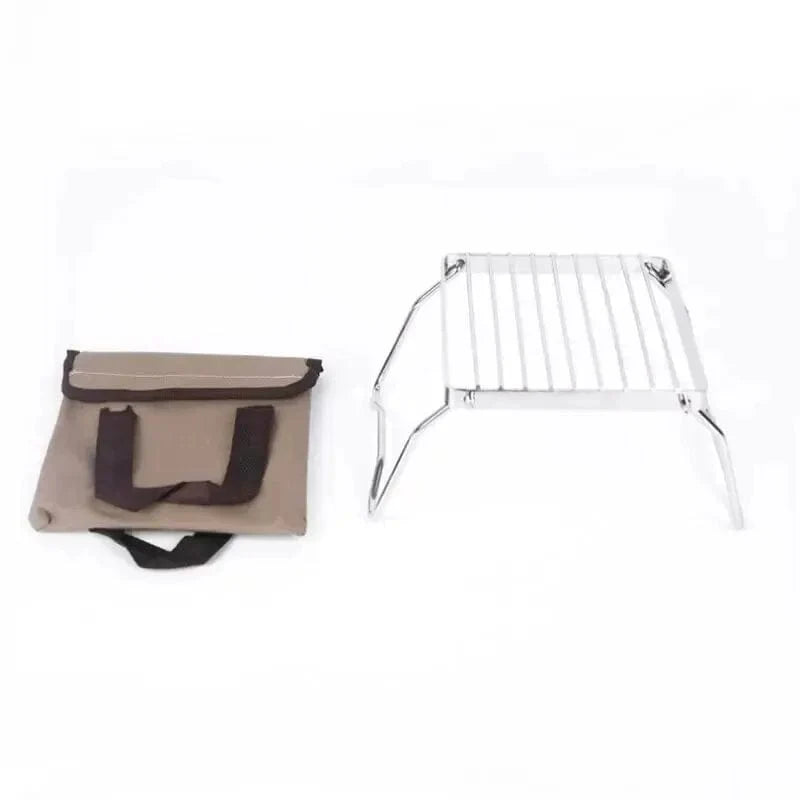 Fällbart rostfritt stål grillstöd för camping, 26x15x12cm
