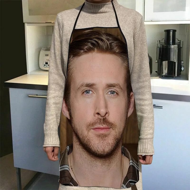 Ryan Gosling Mönstrad Köksskydd - Kockens Servitör Tillbehör - 50x75cm, Oxfordtyg - SQPILLW 18 / 68x95cm