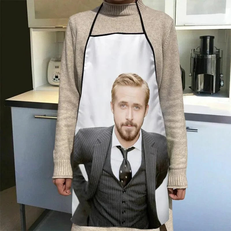 Ryan Gosling Tryck Köksförkläde - Kock- och Servitörstillbehör - 50x75cm, Oxfordtyg - SQPILLW 20 / 68x95cm