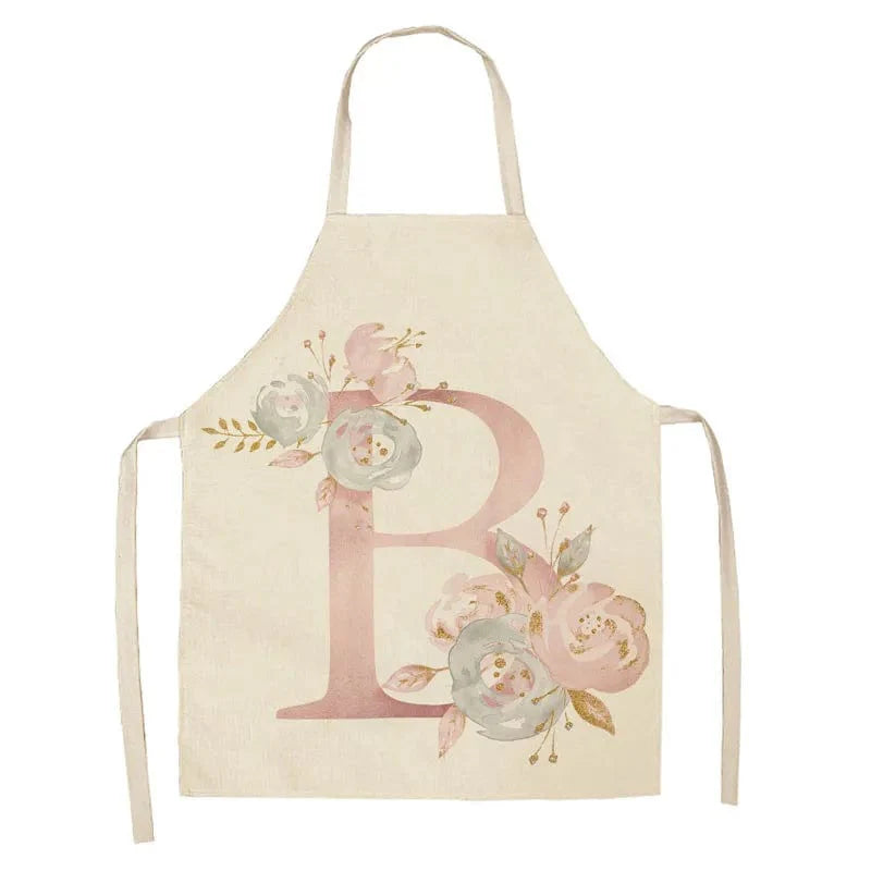 Barnförkläde med Rosa Bokstavsmotiv i Lin - Bak- och Matlagningsaccessoarer A / 47x38cm barnstorlek