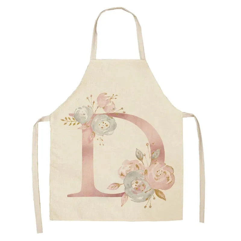 Barnförkläde med rosa bokstavsmönster i lin - Tillbehör för matlagning och bakning D / 47x38cm barnstorlek