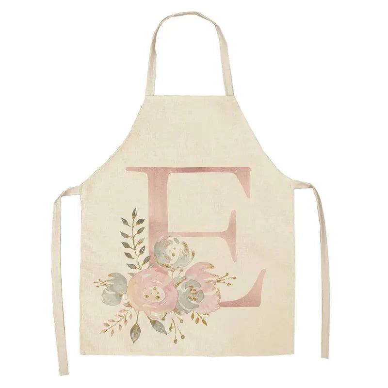 Barnförkläde med Rosa Bokstavsmönster i Lin - Tillbehör för Matlagning och Bageri E / 47x38cm barnstorlek