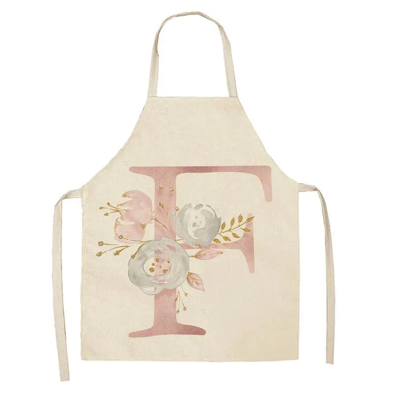 Barnförkläde med rosa bokstavsmönster i linne - Tillbehör för matlagning och bakning F / 47x38 cm barnstorlek