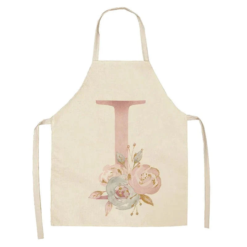 Barnförkläde med rosa bokstavsmönster i linne - Bak- och matlagningsaccessoarer I / 47x38cm barnstorlek