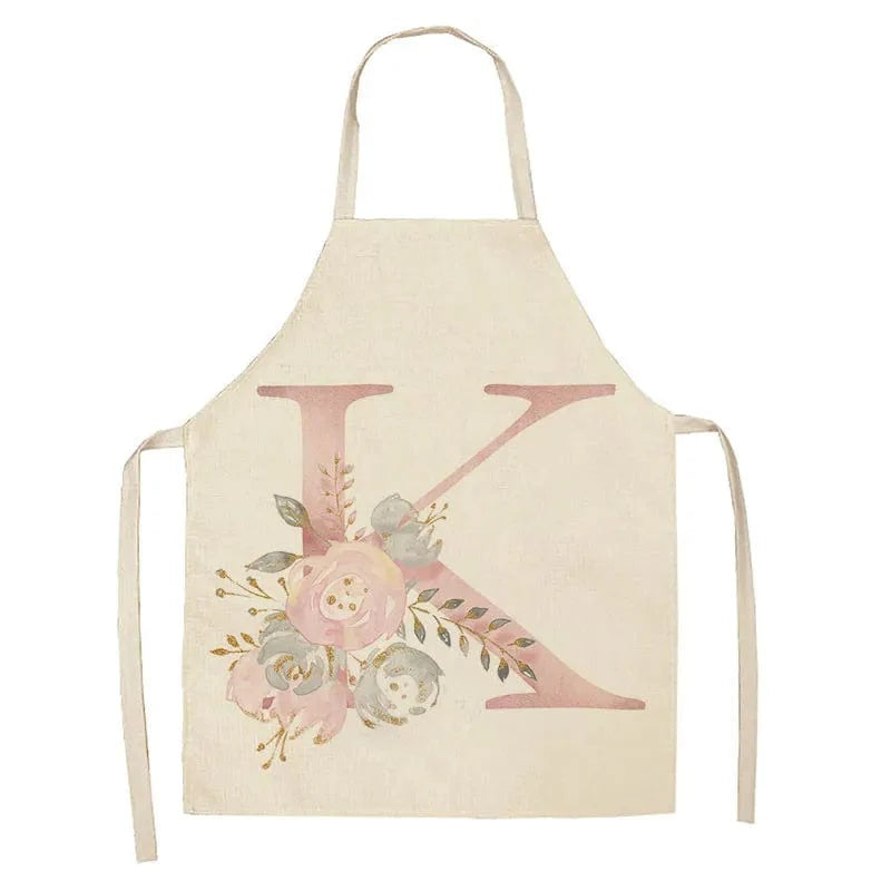 Köksförkläde Barn Med Rosa Bokstavsdesign i Lin - Bak- och Matlagningsaccessoarer K / 68x55cm vuxenstorlek