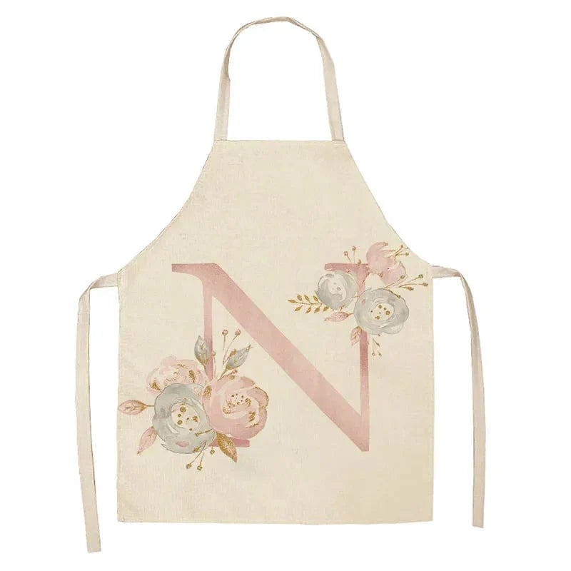 Barnförkläde med rosa bokstavsmotiv i lin - Tillbehör för matlagning och bageri N / 47x38cm barnstorlek