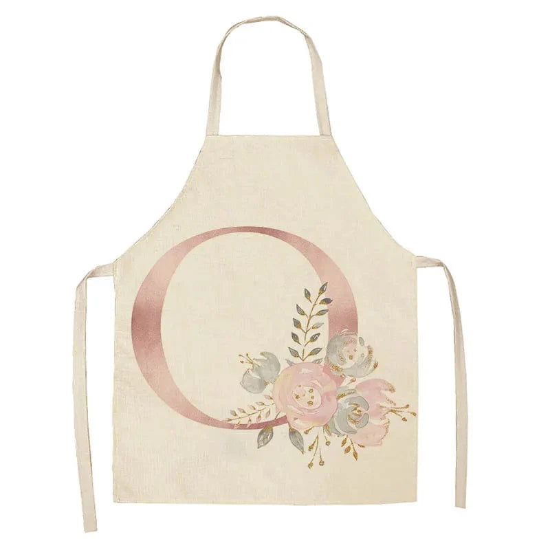 Barnförkläde med Rosafärgad Bokstavsmönster i Lin - Tillbehör för Matlagning och Bageri O / 47x38cm barnstorlek