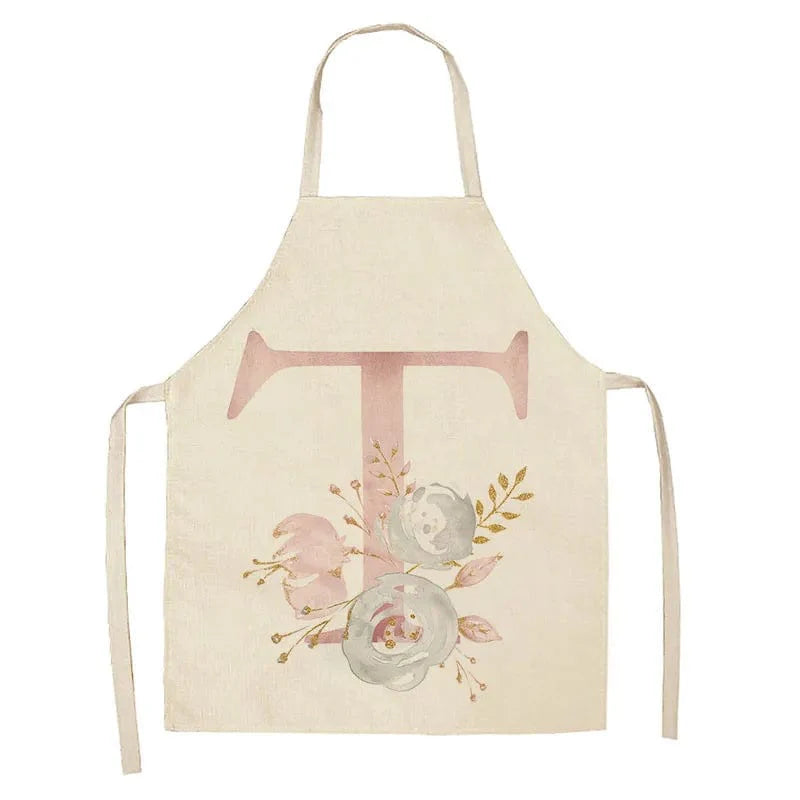 Barnförkläde med Rosa Bokstavsmönster i Lin - Bak- och Matlagningsaccessoarer T / 47x38cm barnstorlek