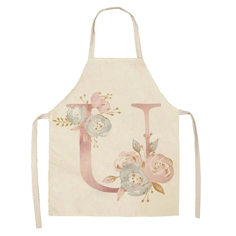 Köksförkläde Barn Mönster Bokstav Rosa i Linne - Bak- och Matlagningsaccessoarer U / 47x38cm barnstorlek