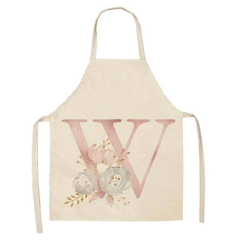 Barnförkläde med Rosa Bokstavsmönster i Lin - Bak- och Matlagningsaccessoarer W / 47x38cm barnstorlek