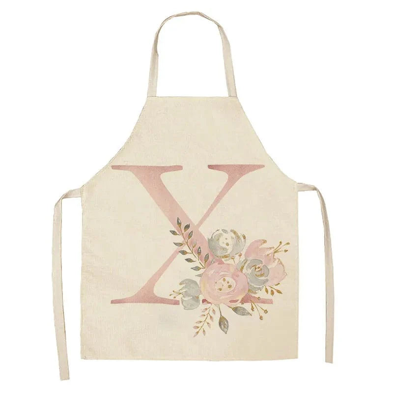 Barnförkläde med rosa bokstavsmönster i linne - Utrustning för matlagning och bakning X / 47x38 cm barnstorlek